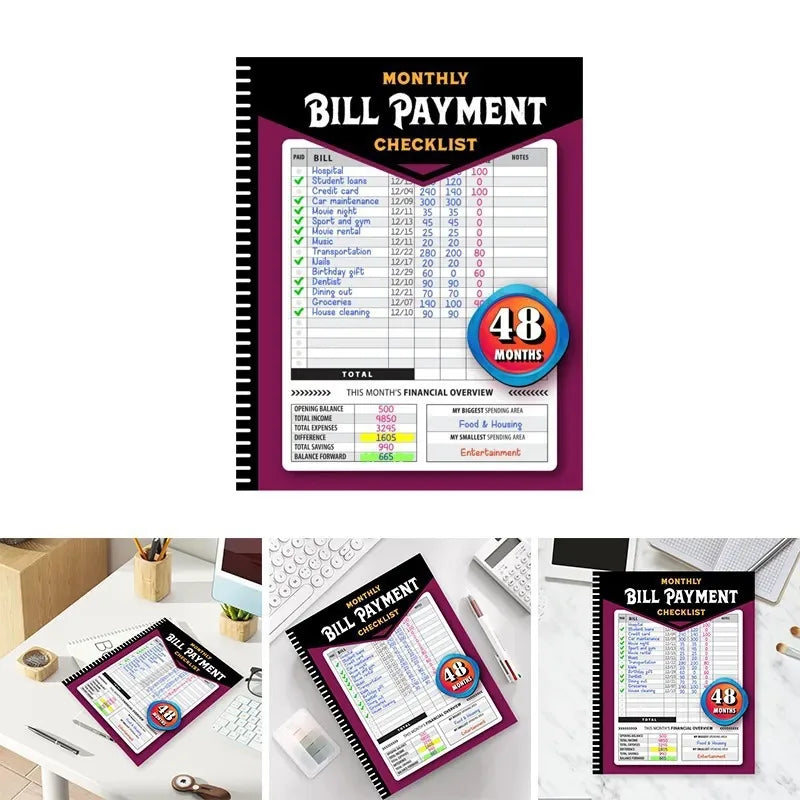Monthly Bill Tracker Notebook – 4-Year Budgeting & Payment Checklist for Families & Money Managers