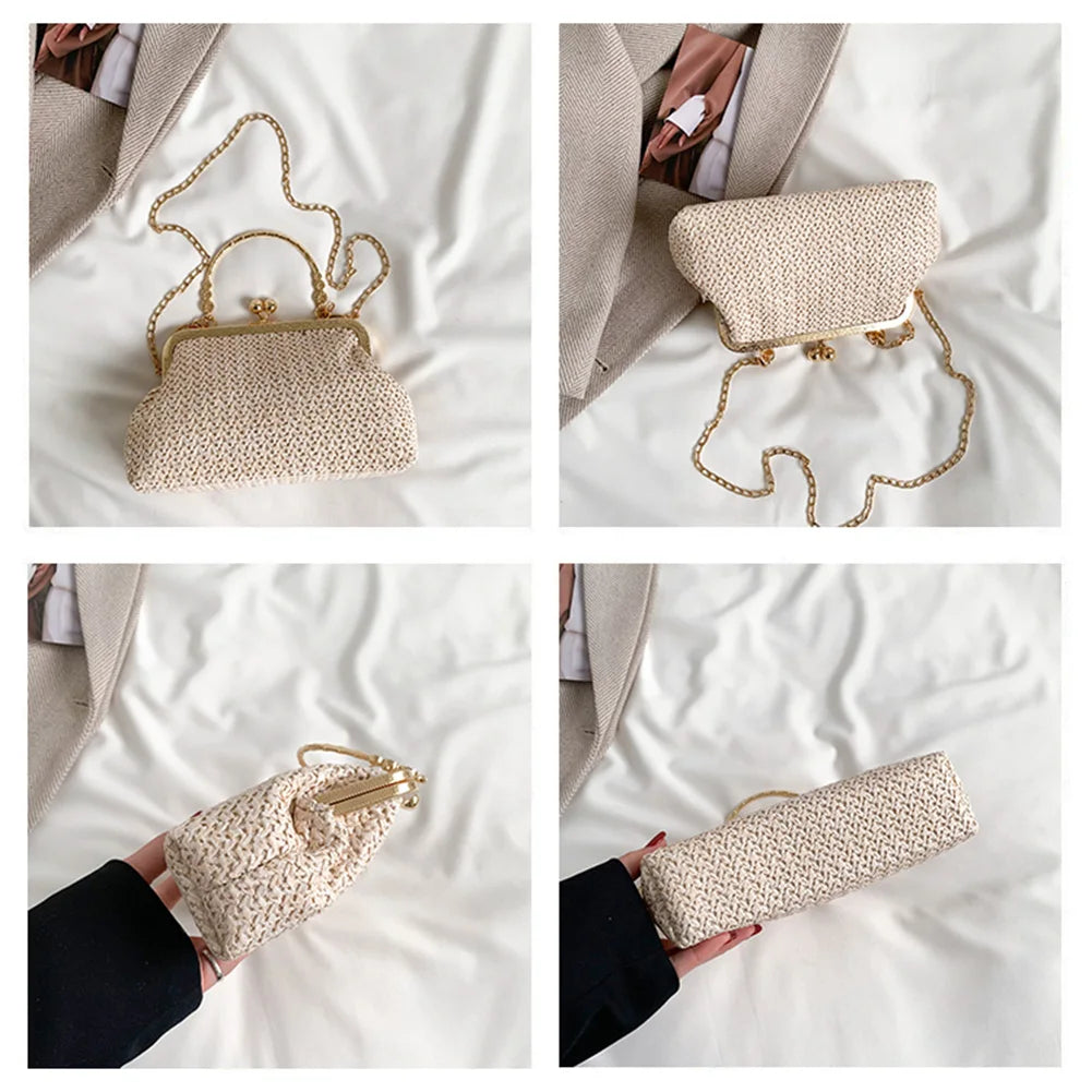 Chain Top Handle Bag – Clip Weaving Under-Arm Shoulder Bag, Elegant Handmade Street Travel Fashion