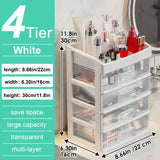 4-Tier Plastic Desktop Organizer with Drawers & Top Compartments – Storage Box for Cosmetics, Jewelry & Office Supplies