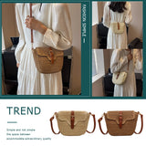 Women’s Summer Straw Tote Bag – Handmade Woven Paper Rope Crossbody with Adjustable Straps, Fashion Mobile Phone Bag