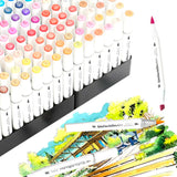 Ginflash Soft Brush & Chisel Art Markers Dual Head – Alcohol-Based 80-Color Sketch & Manga Drawing Set