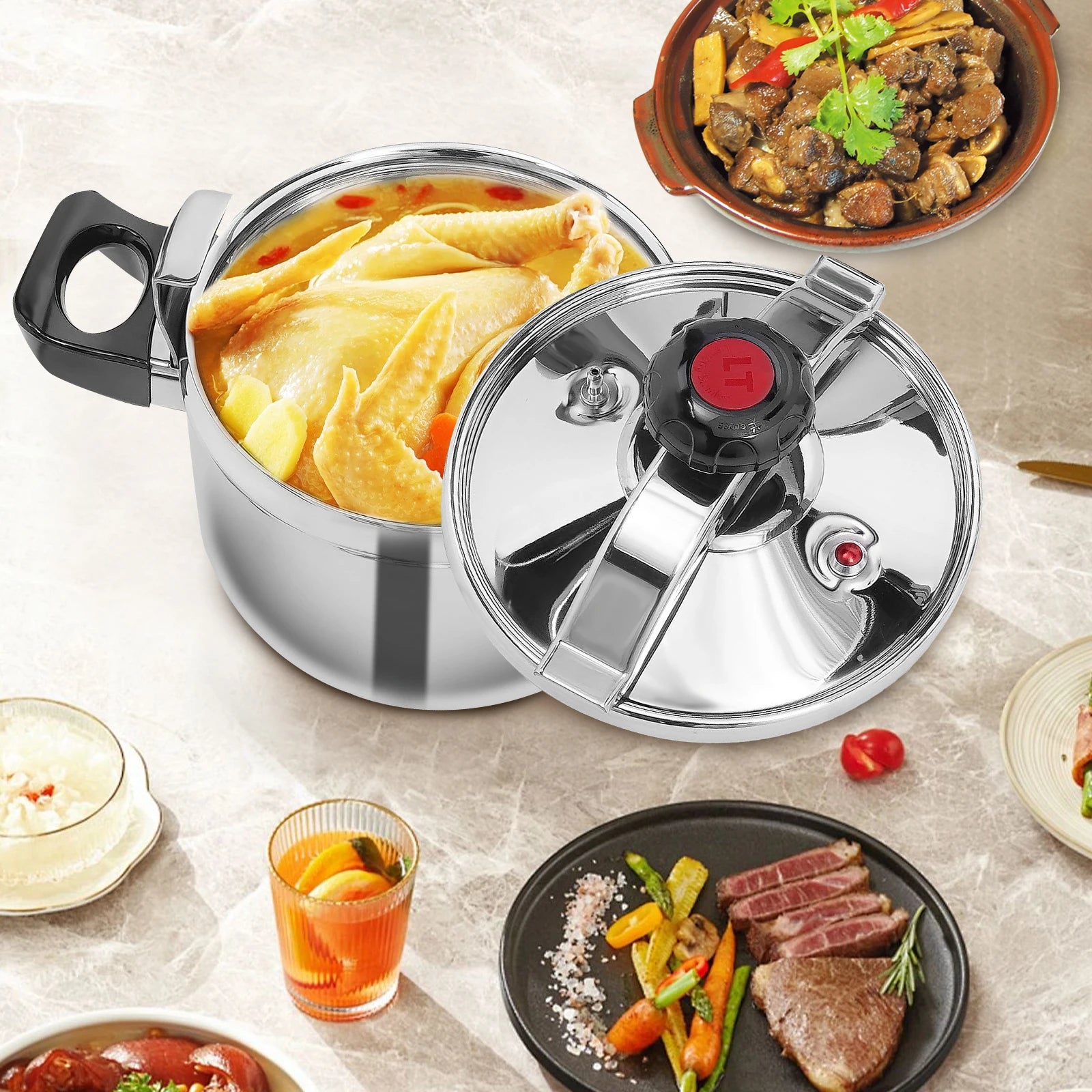 5–7L Stainless Steel Pressure Cooker – Multi-Use, Explosion-Proof Steamer & Canner for Home Cooking 🍲🛡️