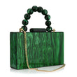 Women Beading Handbag Marble Acrylic Luxury Box Clutch – Evening Bag with Chain Shoulder Strap for Wedding, Party & Dinner Dress