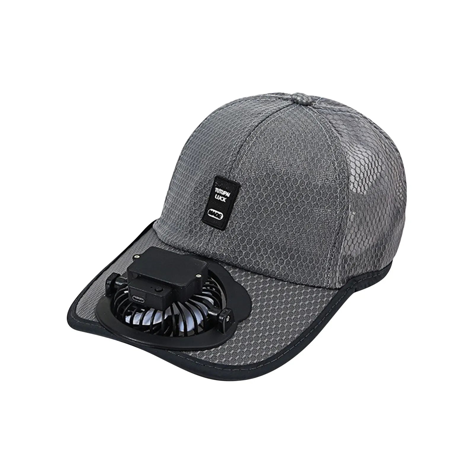 Summer Fan Hat – Mesh Baseball Cap with Embroidered Letter & Built-In Cooling Fan for Men & Women