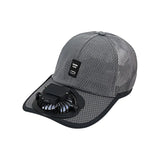 Summer Fan Hat – Mesh Baseball Cap with Embroidered Letter & Built-In Cooling Fan for Men & Women