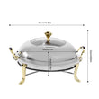 Round Stainless Steel Cooking Buffet Warmer Tray with Lid & Fuel Holder – 6 L / Professional Serving Set