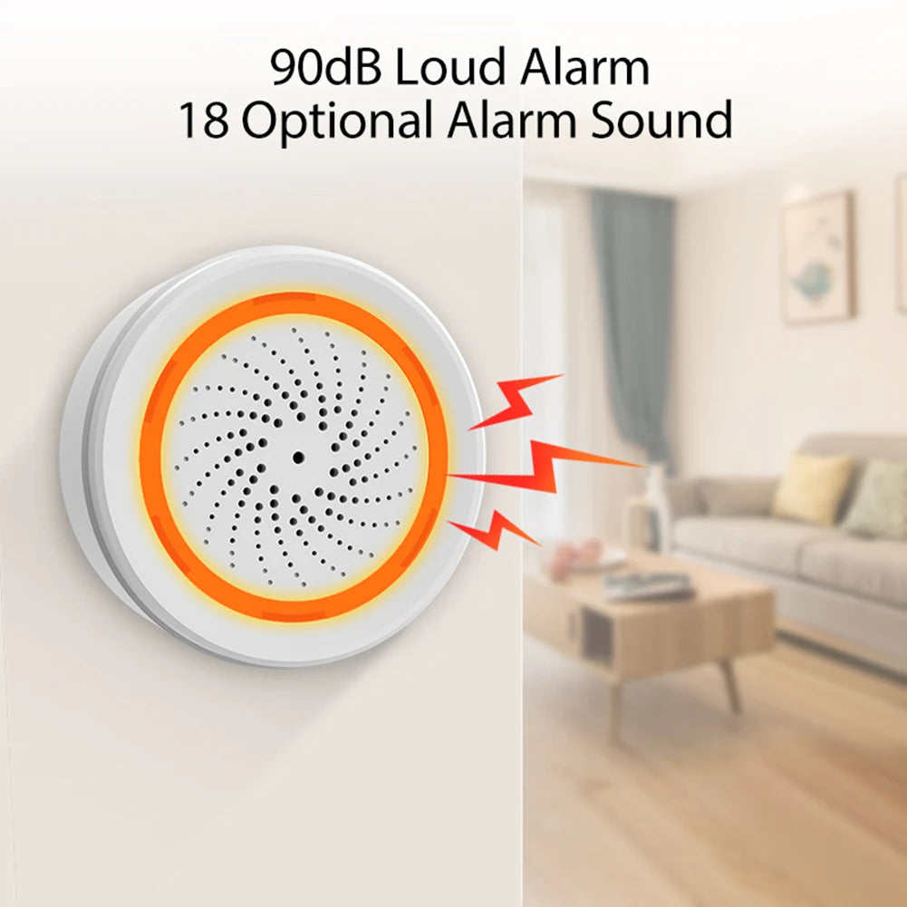Smart Tuya Zigbee Alarm Siren – 90dB Sound & Light Home Security System with App & Remote Control