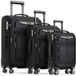 3-Piece Softside Expandable Luggage Set – Lightweight Durable Suitcases with Double Spinner Wheels & TSA Lock (Black)