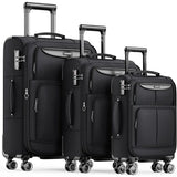 3-Piece Softside Expandable Luggage Set – Lightweight Durable Suitcases with Double Spinner Wheels & TSA Lock (Black)