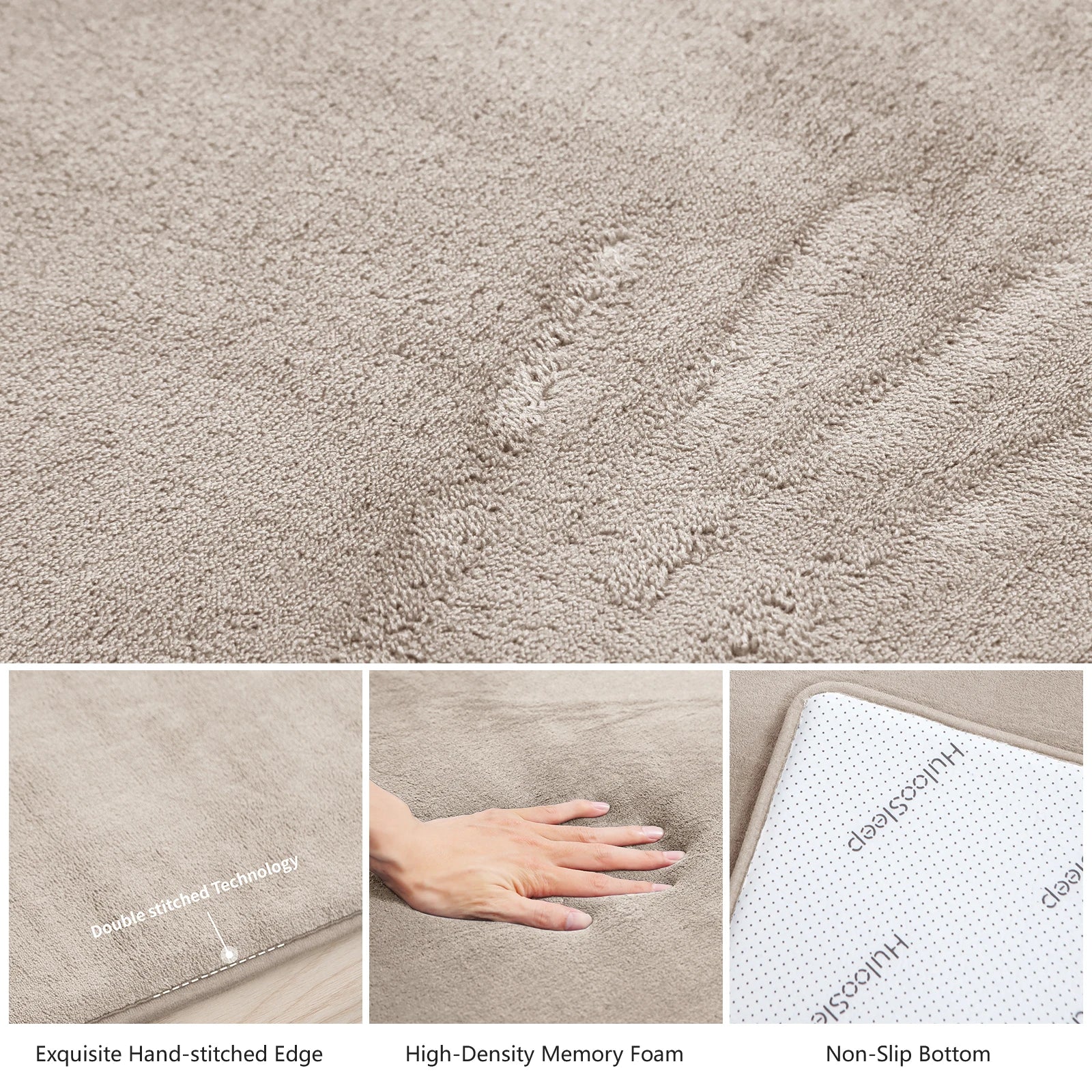 Khaki Water-Repellent Baby Play Mat – Soft Velvet Non-Slip Floor Rug for Crawling & Activities