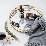 Decorative Metal & Glass Tray – Vintage Mirrored Storage Tray for Jewelry, Perfume & Home Décor