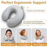 Ergonomic memory foam U-shaped travel pillow – portable airplane neck cushion for adults with winter & summer comfort