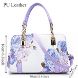 Women’s PU Leather Floral Tote Bag – Fashion Shoulder & Crossbody Handbag with Zipper Closure and Adjustable Strap for Daily Use & Gifts