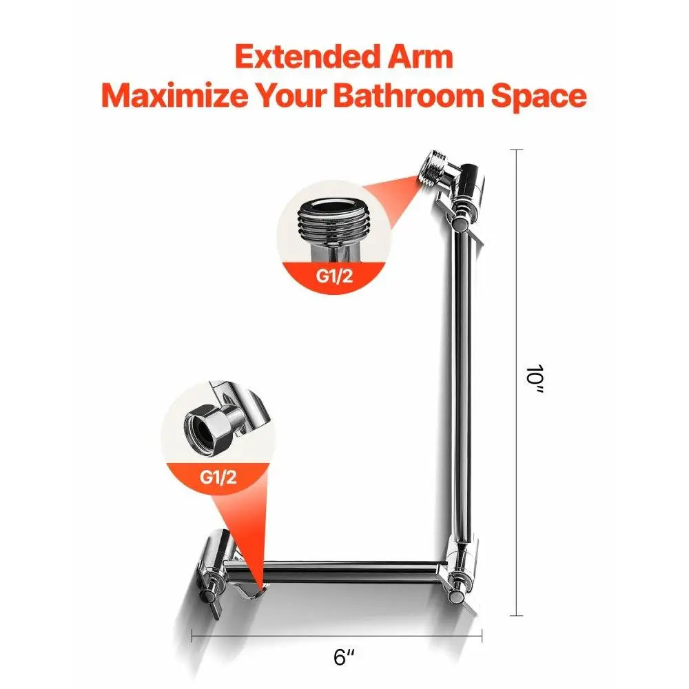Adjustable 16-inch Shower Head Extension Arm – Height & Angle Adjustable G1/2 Mount