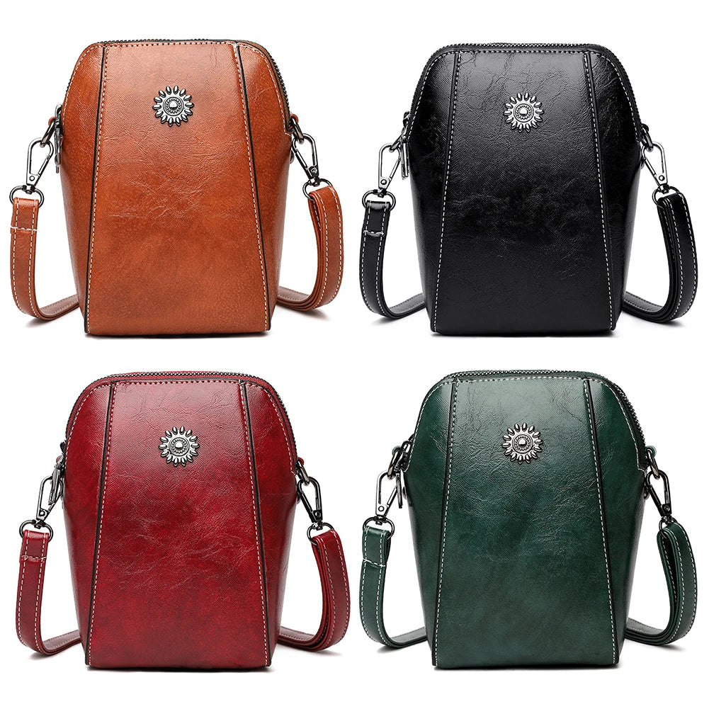 Women’s Retro PU Crossbody Bag — Waterproof Scratch-Resistant Phone Wallet Messenger Purse