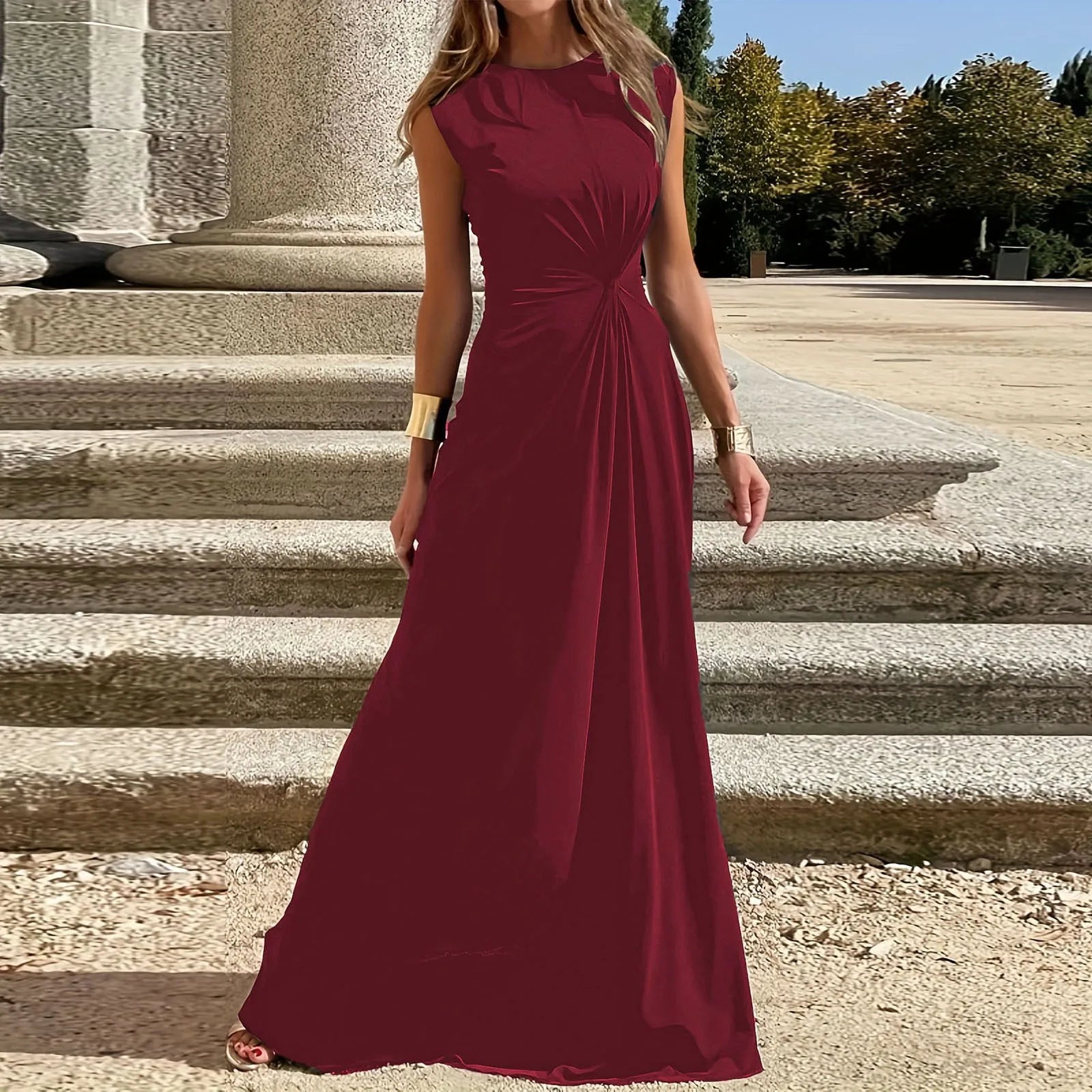 Women’s Maternity Surplice Maxi Dress – Solid Cotton Pregnancy Outfit with Asymmetrical Waist, Formal Wear for Moms