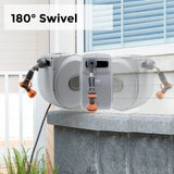 Giraffe Tools CW20 Retractable Garden Hose Reel – 5/8″ x 65 ft Heavy-Duty Swivel Bracket