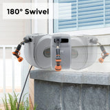 Giraffe Tools CW20 Heavy-Duty Retractable Garden Hose Reel – 5/8″ × 65 ft with Swivel Bracket, Any-Length Lock