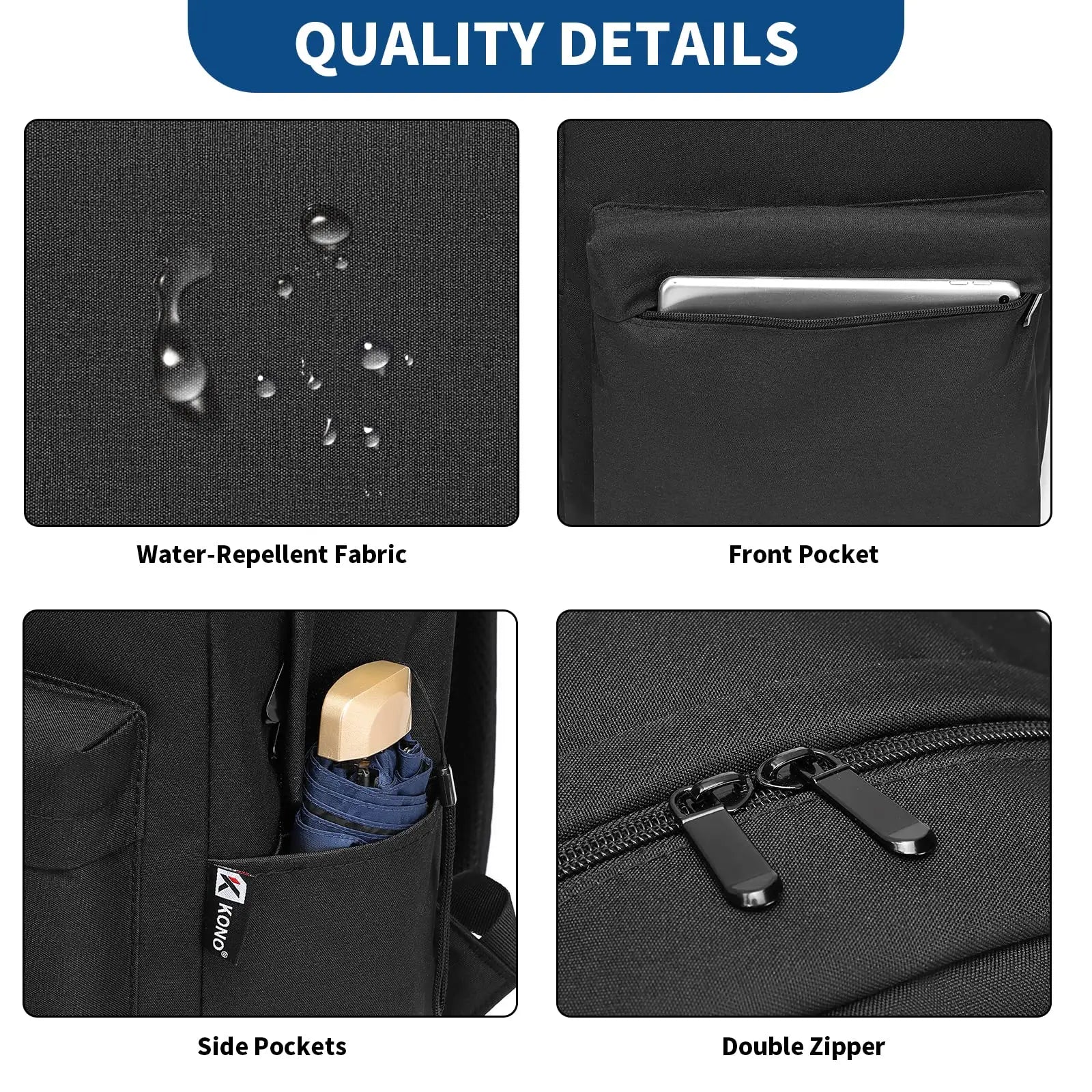 KONO Lightweight School Backpack – Casual Daypack for Girls & Boys | Travel-Friendly Bookbag for Men & Women