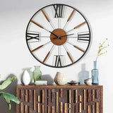 30-Inch Farmhouse Wall Clock – Large Wooden Silent Wall Clock with Boho Beads | Rustic Battery-Operated Easy-Read Design