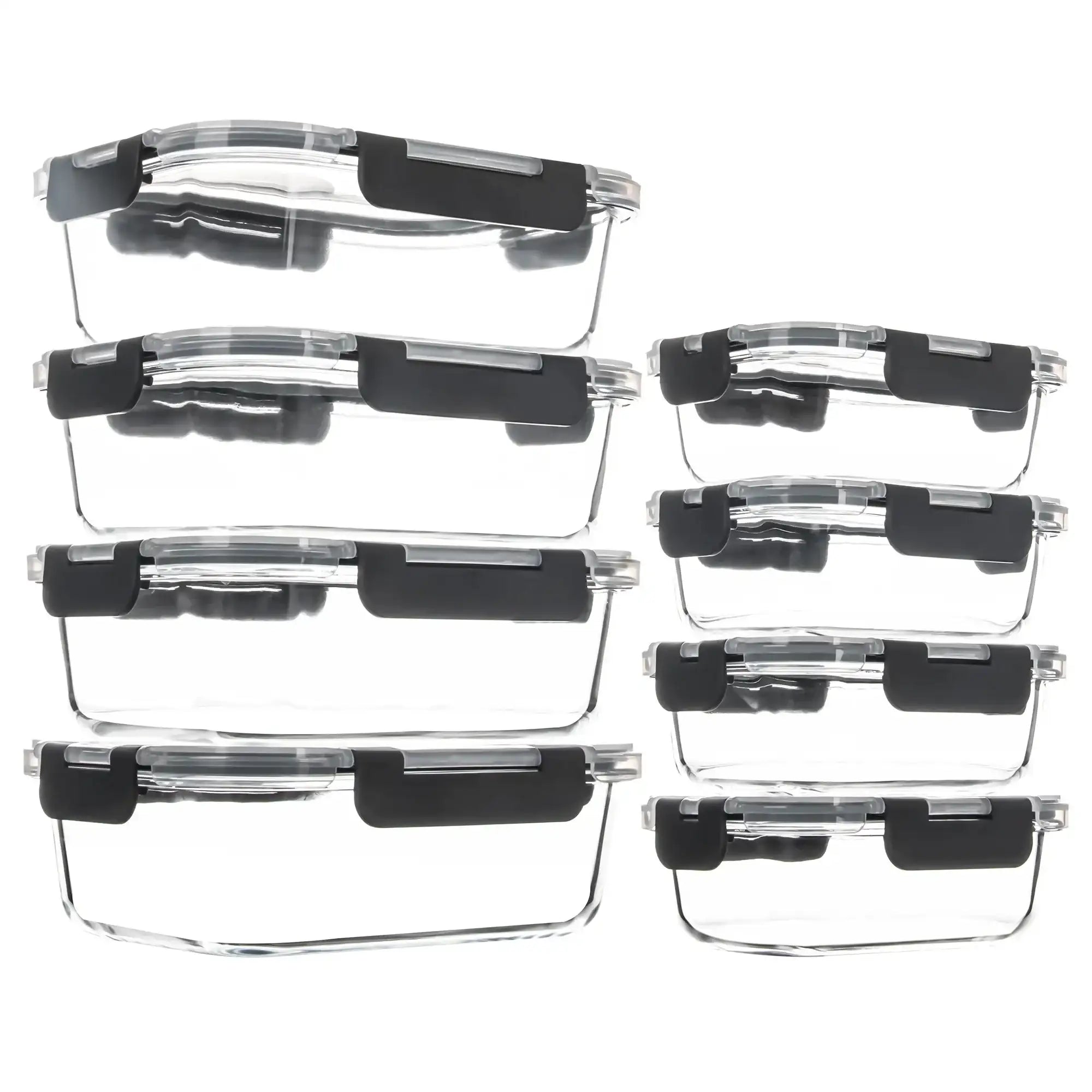 8-Piece Borosilicate Glass Food Storage Containers – BPA-Free Leakproof Meal Prep Set
