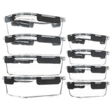 8-Piece Borosilicate Glass Food Storage Containers – BPA-Free Leakproof Meal Prep Set