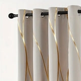 “2-Piece Golden Wave Blackout Curtains – Thermal Insulated Light-Filtering Drapes with Grommet Top for Living Room & Bedroom”