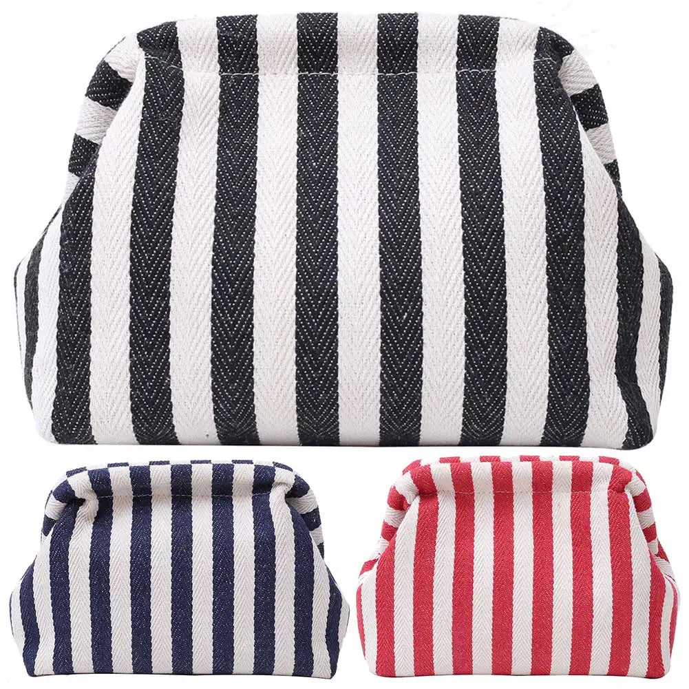 Women’s Colorblock Summer Beach Clutch – Cute Striped Dumpling Hobo Pouch Bag for Travel, Parties & Prom Nights