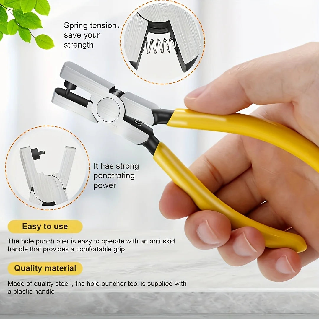 2.0mm Universal Tungsten Steel Leather Hole Punch Pliers – Hand Strap Punch Tool for Watch Bands, Belts, Dog Collars & DIY Crafts
