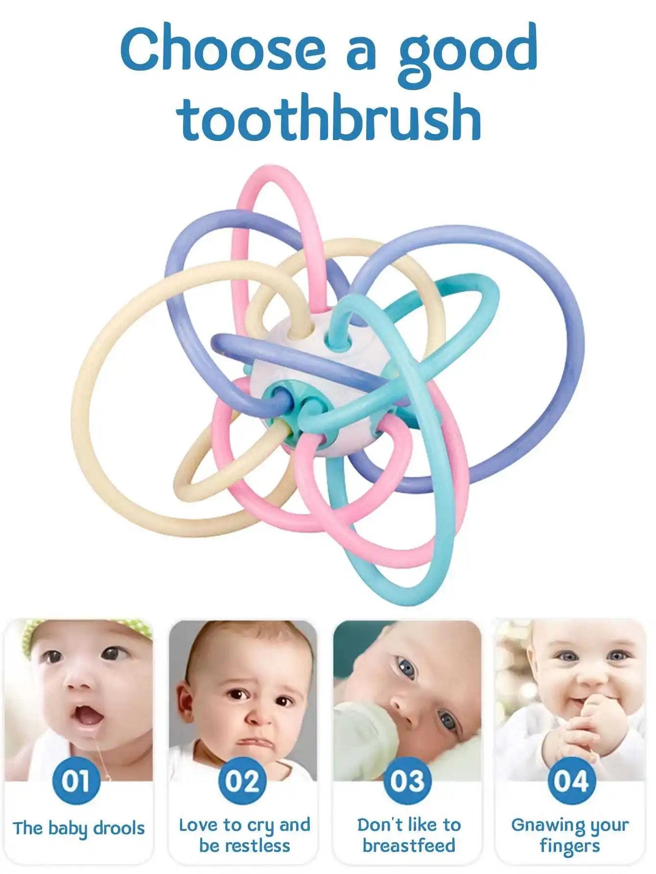 Baby Sensory Teething Ball Toy – BPA-Free Silicone Teether for Babies 0–12 Months, Developmental Sensory Toy for Gum Relief