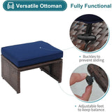 3-Piece All-Weather Wicker Outdoor Loveseat Set with Ottoman & Side Table