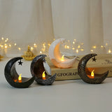 Ramadan Star & Moon LED Candlestick Lamp – Islamic Home Décor for Eid, Allah’s Blessing & Mubarak Nights