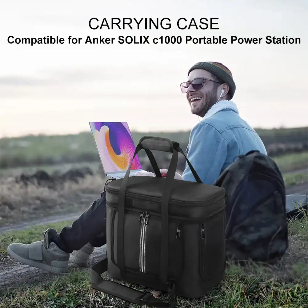 Water-Resistant Carrying Case for Anker SOLIX C1000 – Protective Travel Storage with Strap & Handle