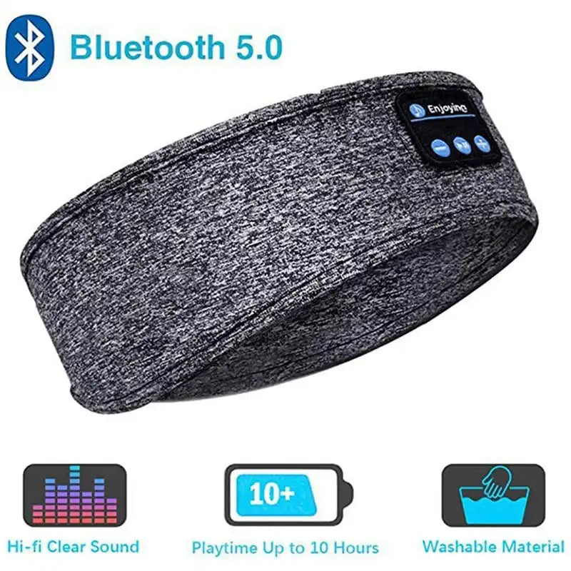 Wireless Bluetooth Headband Earphones – Sports & Sleep Elastic Headband with Built-In Bluetooth 5.0, Wireless Music Eye-Mask Headphones