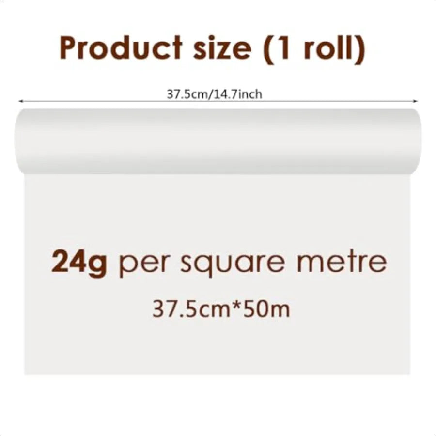 Timesetl 14.7″ × 55 yd Tracing Paper Roll – White Translucent Trace Paper for Drawing & Sewing
