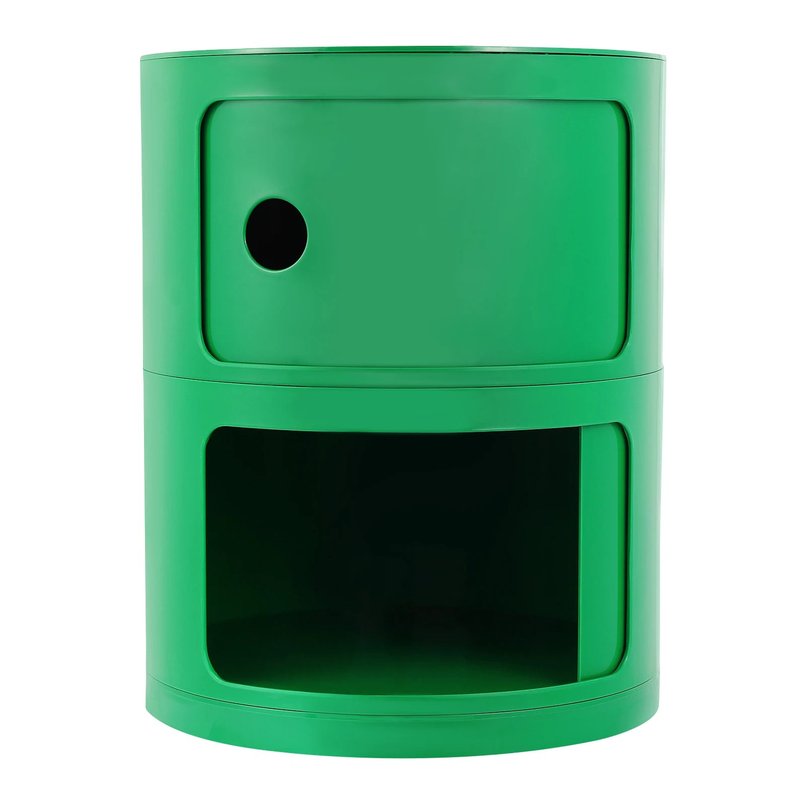 2-Tier Round Bedside Table – Large Capacity ABS Storage Nightstand for Bedroom, Office & Bathroom