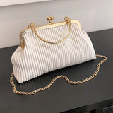 Elegant Chain Clutch Bag – PU Leather Top Handle Purse with Metal Buckle for Cocktail Party & Evening Events ✨👜