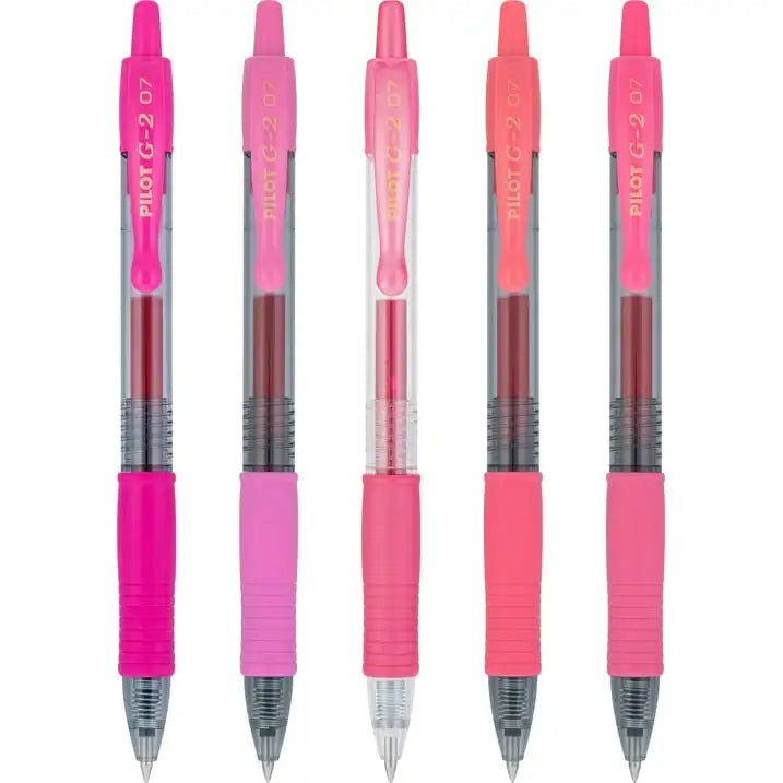 Pilot G2 Premium Gel Pens – 5 Count Pink Edition, Fine Point Assorted Ink for Smooth Writing