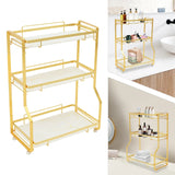 3-Tier White & Gold Bathroom Countertop Organizer – Vanity Shelf for Skincare, Makeup & Perfume