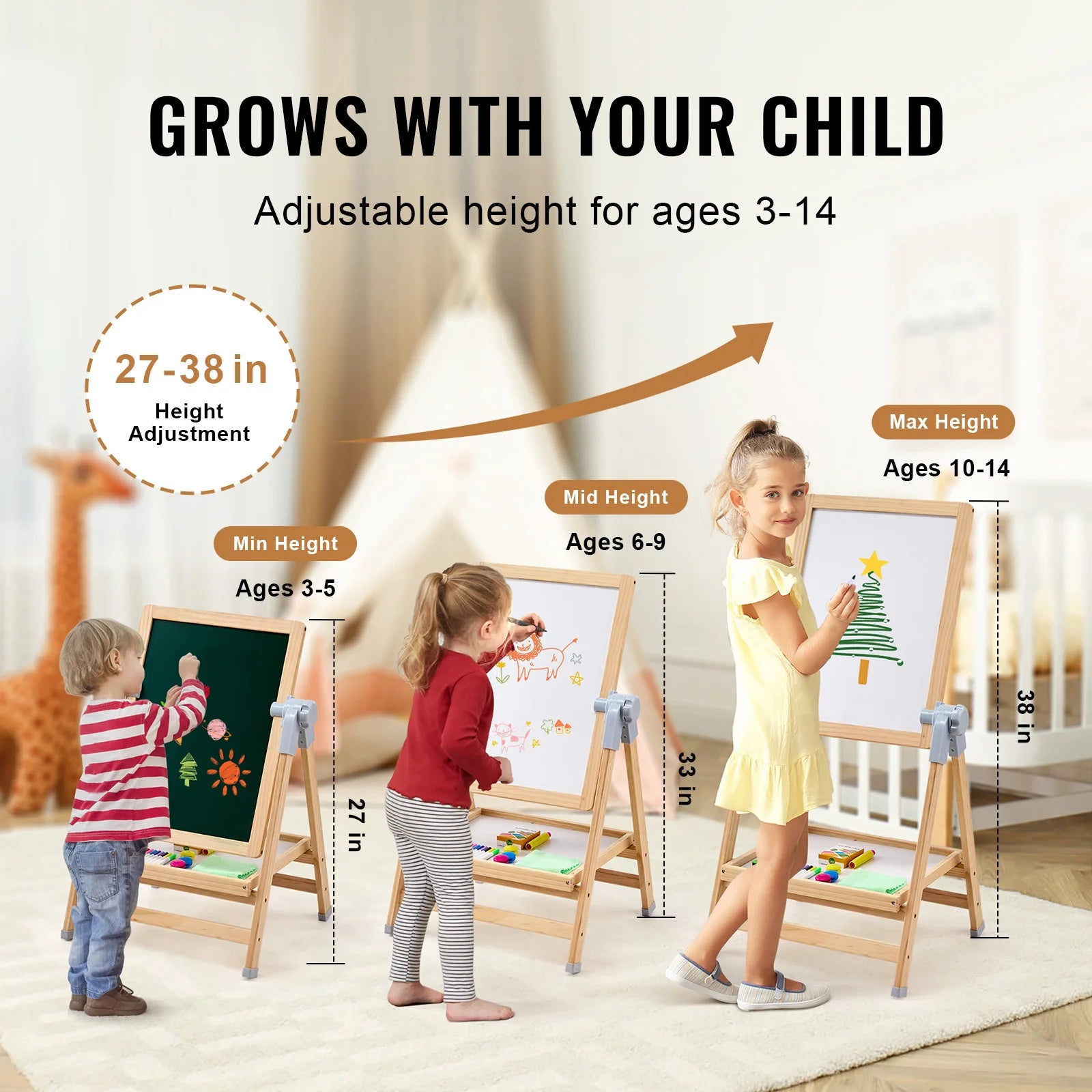 VEVOR Standing Magnetic Drawing Board — Kids Art Easel with Double-Sided Writing Board & Painting Accessories 🎨👶