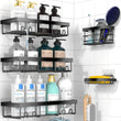 Adhesive No-Drill 5-Pack Corner Shower Caddy Set – Rustproof Stainless Wall-Mounted Organizer Shelves