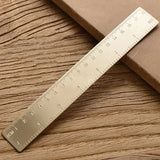 Vintage Brass Straight Ruler – Metal Triangle & Protractor Measuring Tool for Students & Creatives
