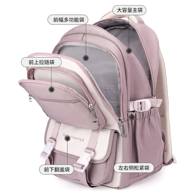 Waterproof Lightweight Girls’ Backpack – Fashionable School & Travel Bag with Colour-Print for Women & Children 🎒