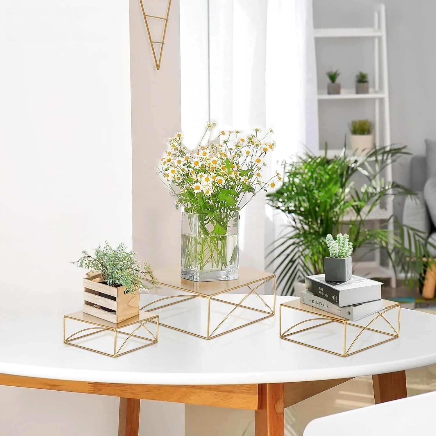 Set of 3 Gold Metal Cake & Cupcake Stands – Elegant Round Dessert Risers