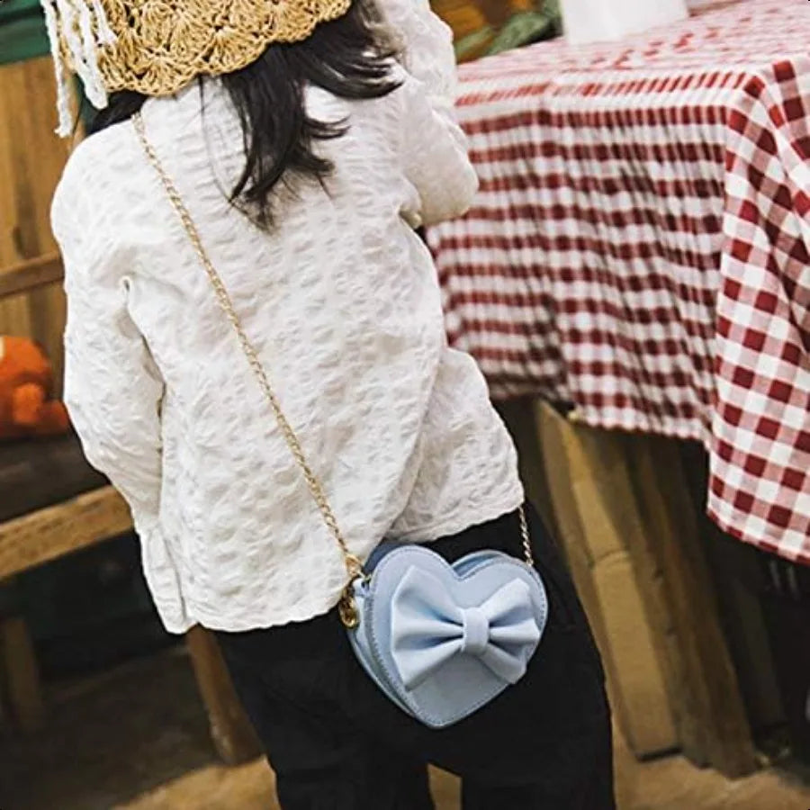 Girls Bowknot Mini Coin Purse – Heart Shape Crossbody Handbag, Shoulder Bag & Wallet by GoClothod