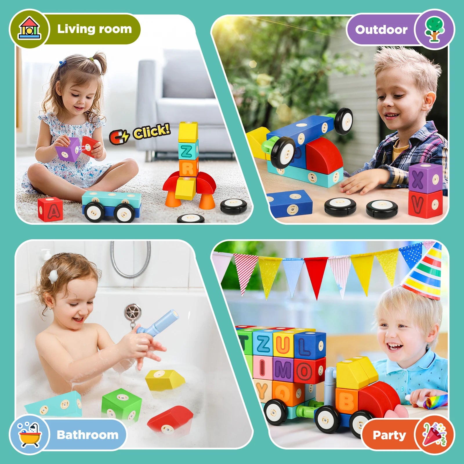 52PCS Foam Magnetic Alphabet Truck Set – Soft Magnetic Building Blocks, Educational Learning Toy for Toddlers Ages 1–3, Boys & Girls