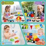 52PCS Foam Magnetic Alphabet Truck Set – Soft Magnetic Building Blocks, Educational Learning Toy for Toddlers Ages 1–3, Boys & Girls