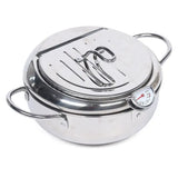 304 Stainless Steel Deep Fryer Pot with Temperature Control & Lid – Premium Oil Frying Pan