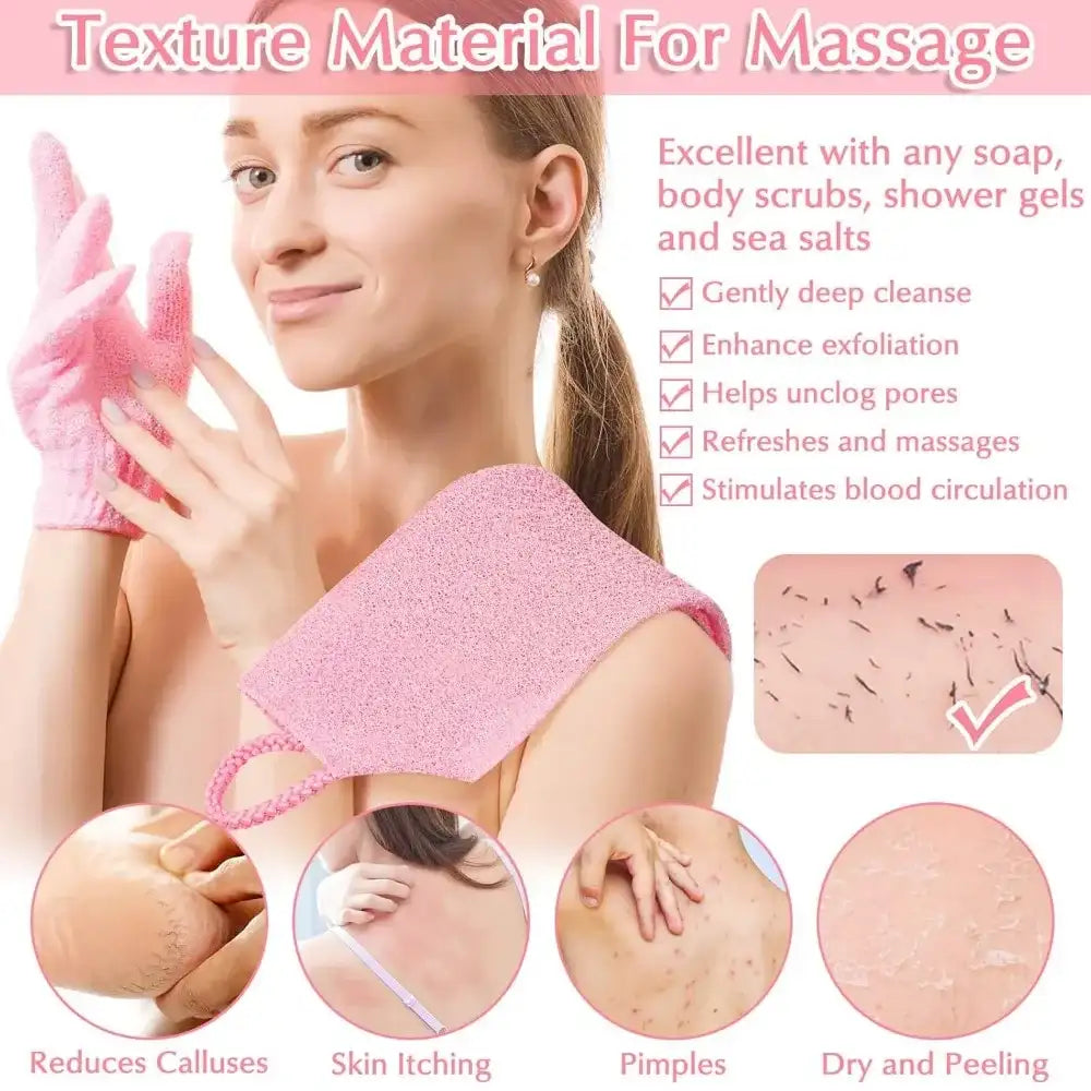 S&R PLKOP Exfoliating Body Scrubber & Gloves Set – Deep-Exfoliation Shower Gloves for Body, Face & Back