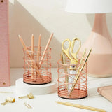 2-Pack Rose Gold Pen Holder Desk Organizer Cups – Stylish Storage for Pens, Brushes & Office Supplies